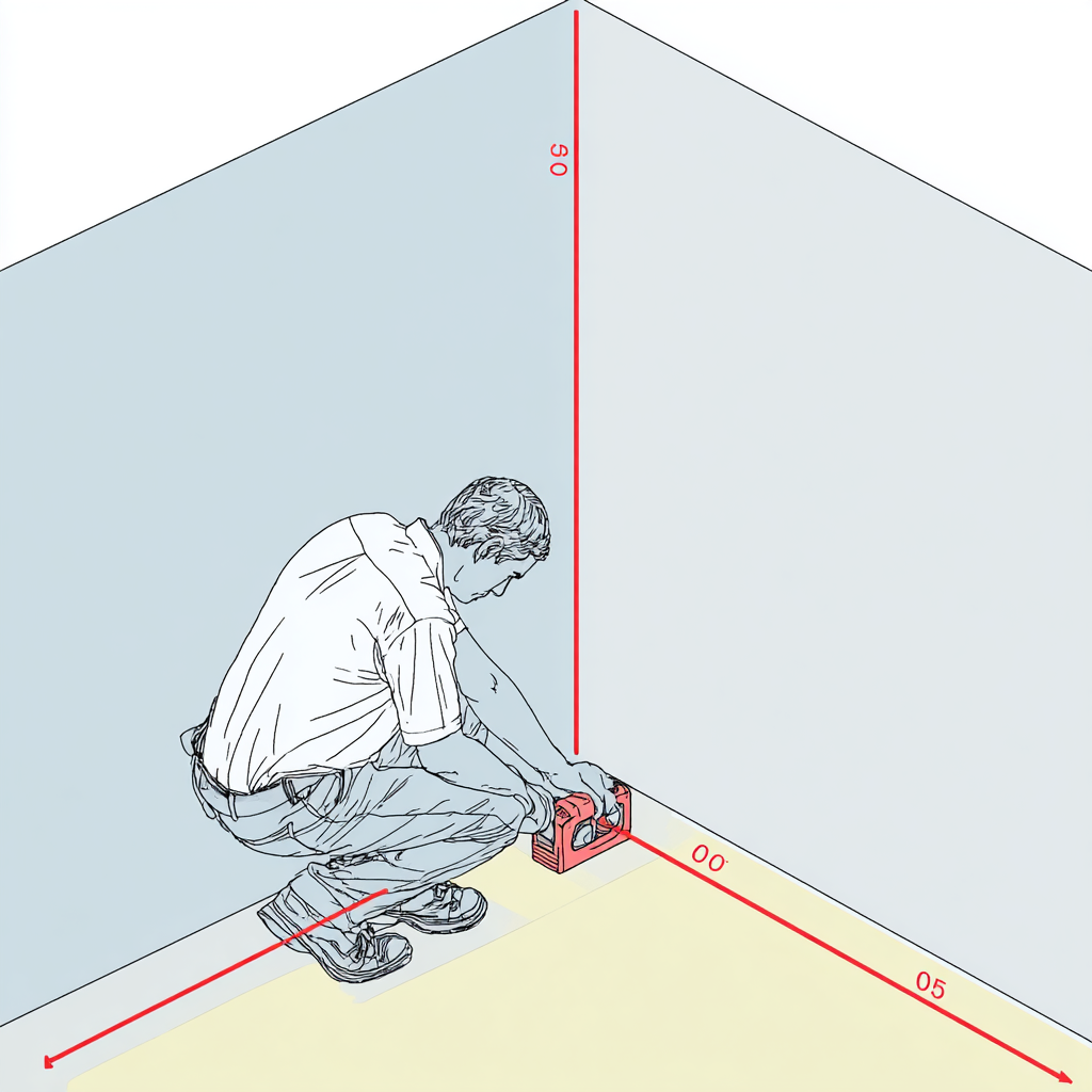 Versuchen Sie, die Wandwinkel mit einem Rotkreuz-Lasergerät zu bestimmen. Lasermessung für Tischler in ihrer besten Form.