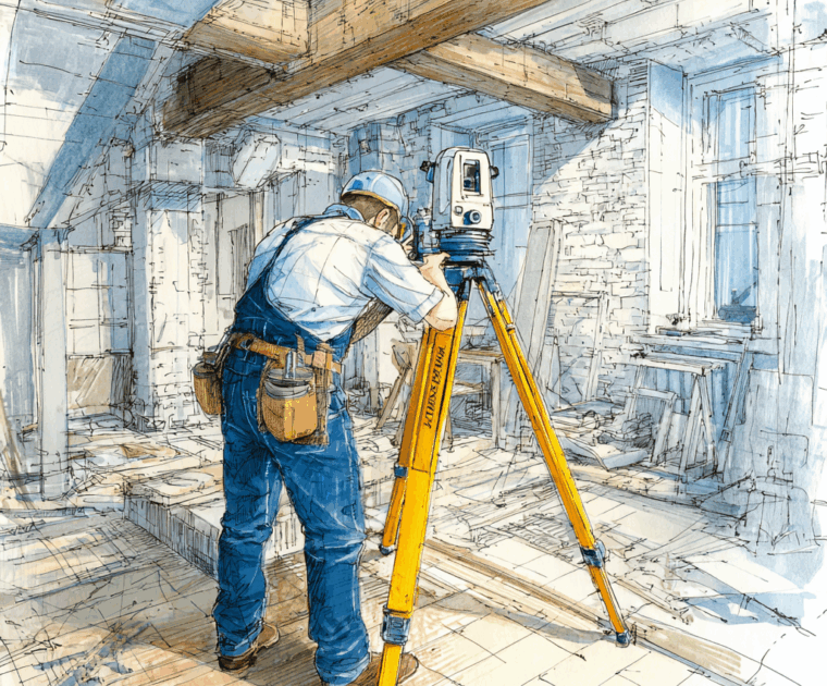 Laser measuring tool Total Station interior setup