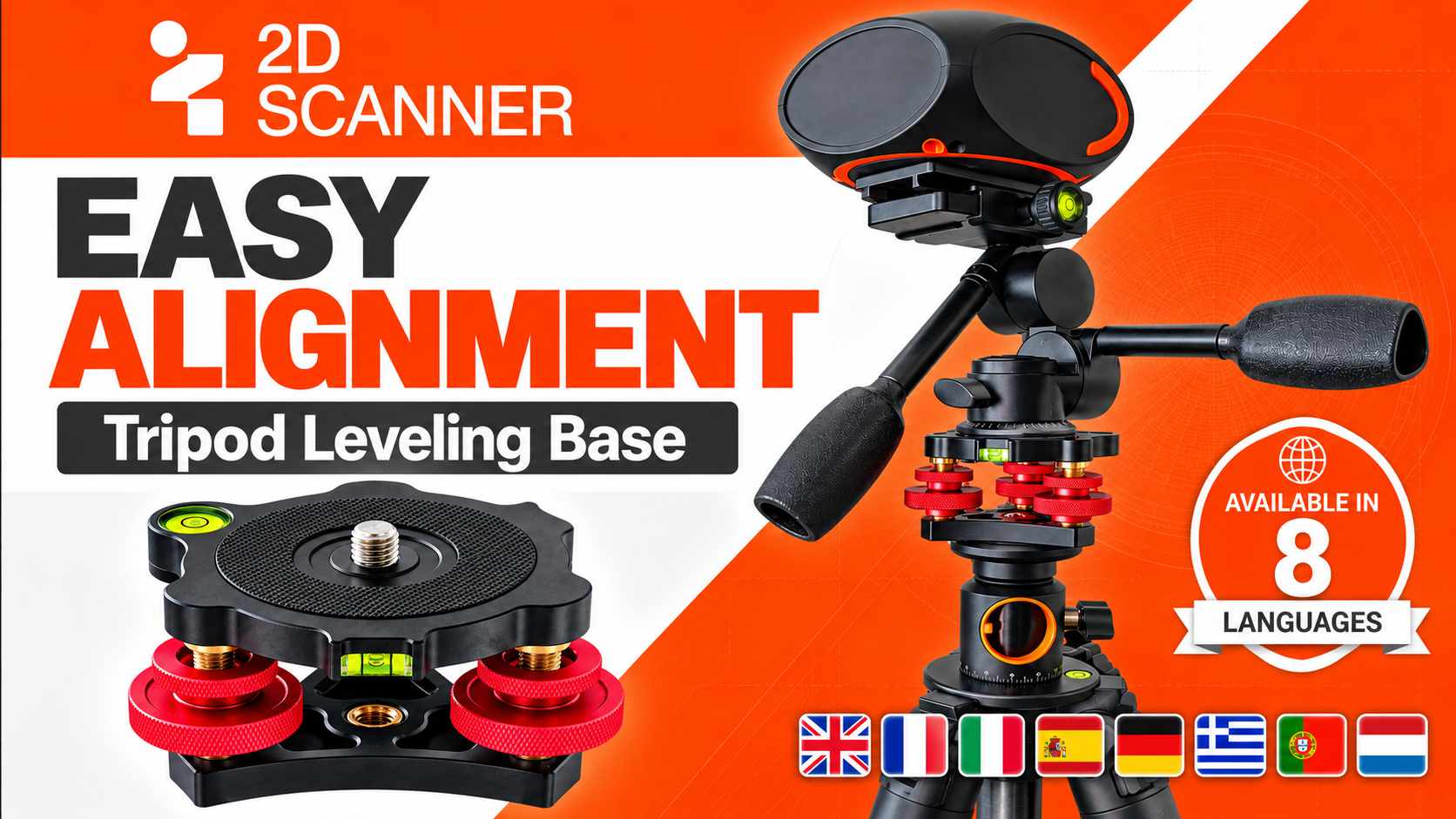 Tripod leveling base for the 2Dscanner EVO, video thumbnail
